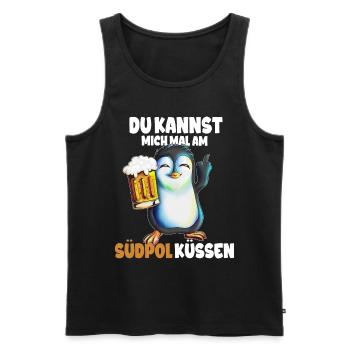 Kannst mich mal am Südpol küssen Pinguine - Männer Premium Bio Tank Top - Schwarz - Vorne - Michal (187cm)