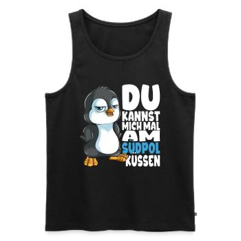 Kannst mich mal am Südpol küssen Pinguine - Männer Premium Bio Tank Top - Schwarz - Vorne - Michal (187cm)