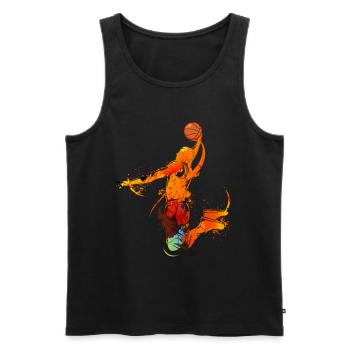 Basketteur Dunking Jump Fire Flame Retro - Débardeur bio Premium Homme - noir - Devant - Michal (187cm)