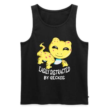 Easily distracted by geckos lizard breeders - Men's Premium Organic Tank Top - black - Front - AI Model Male 178 light (178cm)
