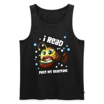Lesender Tiefseefisch Angel Lampe liest im Bett - Männer Premium Bio Tank Top - Schwarz - Vorne - Michal (187cm)