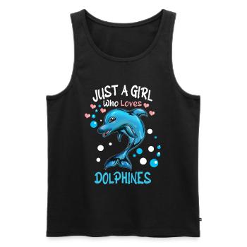 Mammifère marin dauphin Fille qui aime les dauphins - Débardeur bio Premium Homme - noir - Devant - AI Model Male 178 light (178cm)