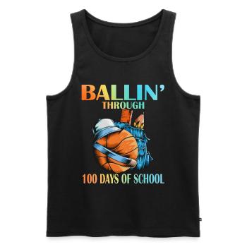 100 Tage Schule Rucksack Basketball Stifte Lineal - Männer Premium Bio Tank Top - Schwarz - Vorne - AI Model Male 178 light (178cm)