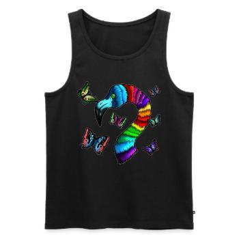 Flamant rose et papillons oiseau insecte cadeau - Débardeur bio Premium Homme - noir - Devant - Michal (187cm)