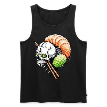 Sushi Skull // Totenkopf Sushi // Wasabi FS0125 - Débardeur bio Premium Homme - noir - Devant - AI Model Male 178 light (178cm)