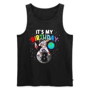8e anniversaire sur la lune Les enfants C’est mon anniversaire - Débardeur bio Premium Homme - noir - Devant - Michal (187cm)