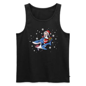 Santa Claus Rides Shark Christmas Hat Gift - Men's Premium Organic Tank Top - black - Front - Michal (187cm)