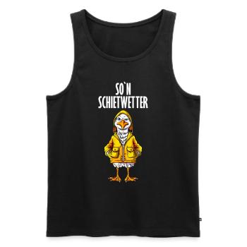 Northern Germany Weather Seagull Wearing Raincoat - Men's Premium Organic Tank Top - black - Front - Michal (187cm)