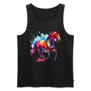 Traber Geschenk Pferd - Männer Premium Bio Tank Top - Schwarz - Vorne - Michal (187cm)