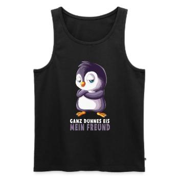 Grinning penguin says very thin cream my friend - Men's Premium Organic Tank Top - black - Front - Michal (187cm)