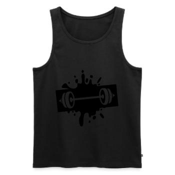 icône de symbole haltère - Débardeur bio Premium Homme - noir - Devant - Michal (187cm)
