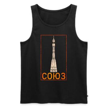 Soyuz rocket Soviet Union - Men's Premium Organic Tank Top - black - Front - AI Model Male 178 light (178cm)