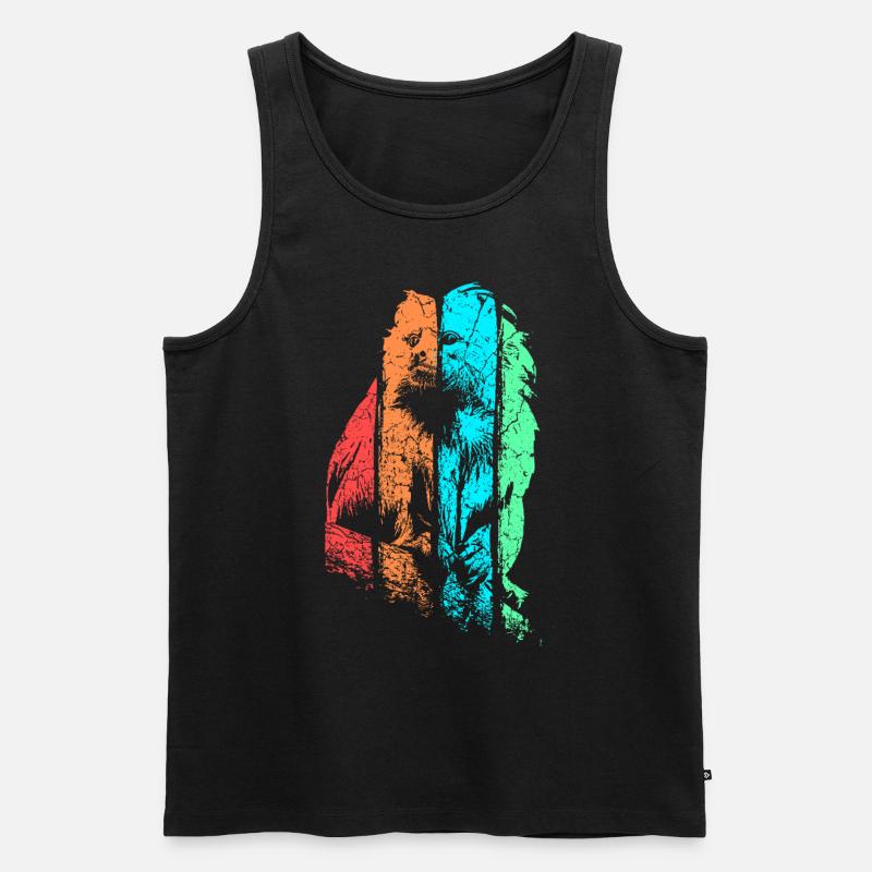 Tamarin Affe Primat - Männer Premium Bio Tank Top - Schwarz
