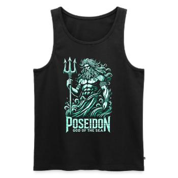 Poseidon - Gott der Meere - Männer Premium Bio Tank Top - Schwarz - Vorne - AI Model Male 178 light (178cm)
