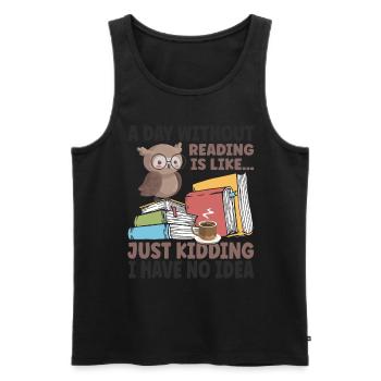 A Day Without Reading - Men's Premium Organic Tank Top - black - Front - AI Model Male 178 light (178cm)