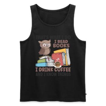 Je lis des livres - Débardeur bio Premium Homme - noir - Devant - Michal (187cm)