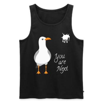 Seagulls, seagulls, sea, beach, fuck it - Men's Premium Organic Tank Top - black - Front - Michal (187cm)