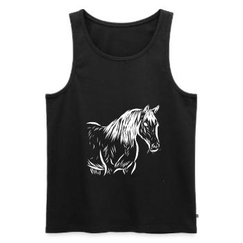 Cheval - Débardeur bio Premium Homme - noir - Devant - AI Model Male 178 light (178cm)