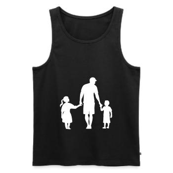 Vater Tochter Sohn 2 Kinder - Männer Premium Bio Tank Top - Schwarz - Vorne - Michal (187cm)