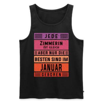 Zimmermann Geburtstag Januar geboren Zimmererin - Männer Premium Bio Tank Top - Schwarz - Vorne - Michal (187cm)