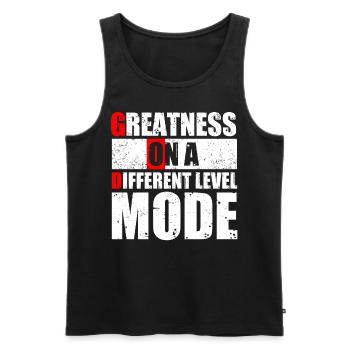 GOD MODE, Größe Auf Einer Anderen Ebene - Männer Premium Bio Tank Top - Schwarz - Vorne - AI Model Male 178 light (178cm)