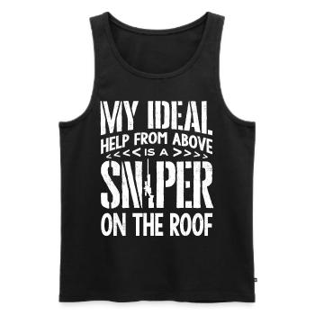 Hilfe Von Oben Ist Ein Scharfschütze - Männer Premium Bio Tank Top - Schwarz - Vorne - AI Model Male 178 light (178cm)