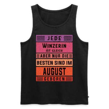 Weinbauer Geburtstag August geboren Winzerin - Männer Premium Bio Tank Top - Schwarz - Vorne - AI Model Male 178 light (178cm)