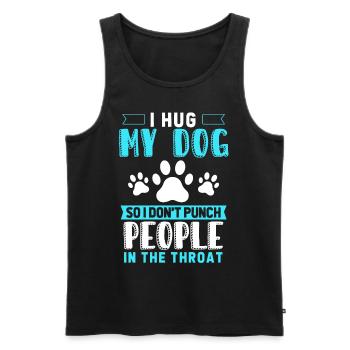 Je serre mon chien dans mes bras pour ne pas avoir de gens - Débardeur bio Premium Homme - noir - Devant - Michal (187cm)