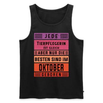 Tierwirt Geburtstag Oktober geboren Tierpflegerin - Männer Premium Bio Tank Top - Schwarz - Vorne - Michal (187cm)