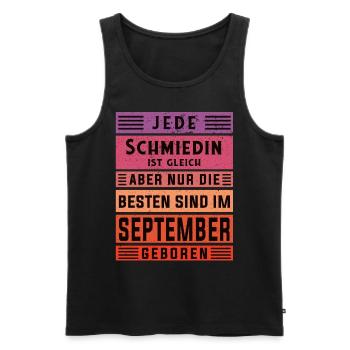 Schlosserin Geburtstag September geboren Schmiedin - Männer Premium Bio Tank Top - Schwarz - Vorne - Michal (187cm)