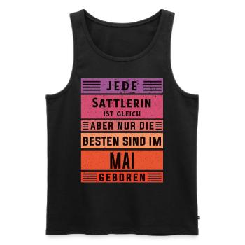 Polsterer Geburtstag Mai geboren Sattlerin - Männer Premium Bio Tank Top - Schwarz - Vorne - AI Model Male 178 light (178cm)
