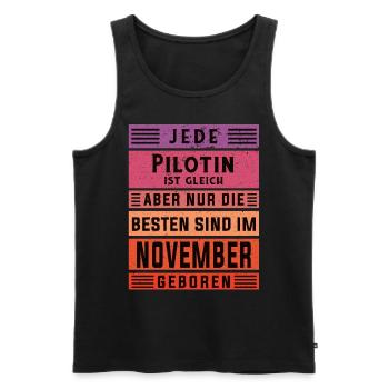 Flugzeug Geburtstag November geboren Pilotin - Männer Premium Bio Tank Top - Schwarz - Vorne - AI Model Male 178 light (178cm)