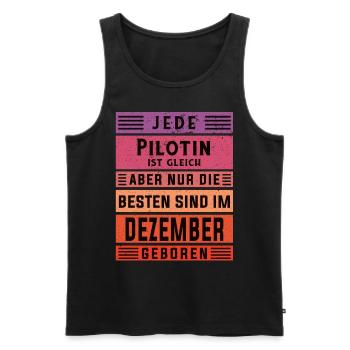 Flugzeug Geburtstag Dezember geboren Pilotin - Männer Premium Bio Tank Top - Schwarz - Vorne - AI Model Male 178 light (178cm)