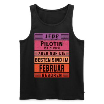 Flugzeug Geburtstag Februar geboren Pilotin - Männer Premium Bio Tank Top - Schwarz - Vorne - AI Model Male 178 light (178cm)