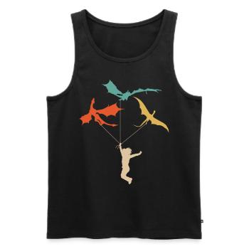 Lustiges Trendiges Kleines Mädchen Mit Drachen - Männer Premium Bio Tank Top - Schwarz - Vorne - AI Model Male 178 light (178cm)
