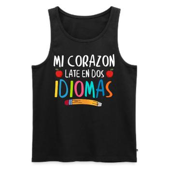 Myheart Schlägt In 2 Sprachen, Zweisprachig - Männer Premium Bio Tank Top - Schwarz - Vorne - Michal (187cm)