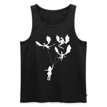 Lustiges Trendiges Kleines Mädchen Mit Drachen - Männer Premium Bio Tank Top - Schwarz - Vorne - AI Model Male 178 light (178cm)