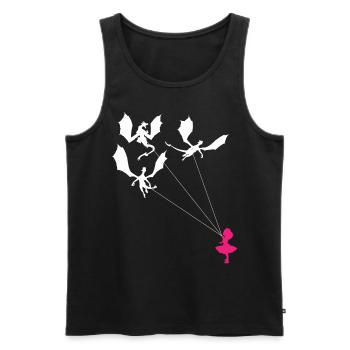 Lustiges Trendiges Kleines Mädchen Mit Drachen - Männer Premium Bio Tank Top - Schwarz - Vorne - AI Model Male 178 light (178cm)
