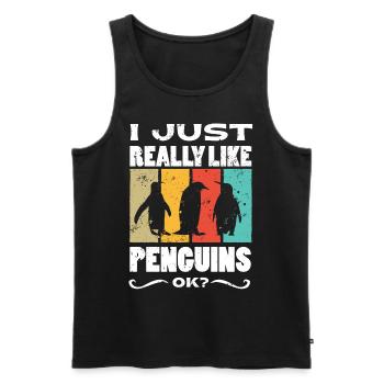 J’aime juste les pingouins, OK? Pingouin - Débardeur bio Premium Homme - noir - Devant - Michal (187cm)