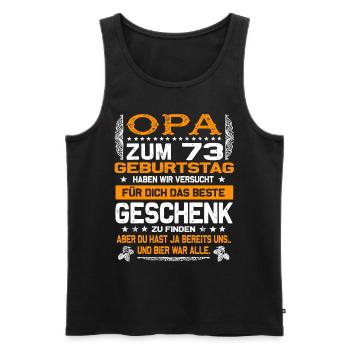 Opa 73. Geburtstag lustiges Bier Spruch - Männer Premium Bio Tank Top - Schwarz - Vorne - Michal (187cm)