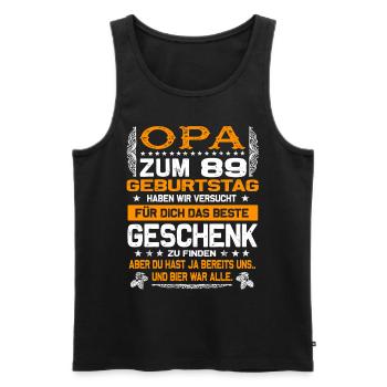 Opa 89. Geburtstag lustiges Bier Spruch - Männer Premium Bio Tank Top - Schwarz - Vorne - Michal (187cm)