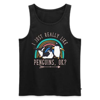 Ich Mag Pinguine Wirklich, Ok? Pinguin-Liebhaber - Männer Premium Bio Tank Top - Schwarz - Vorne - Michal (187cm)