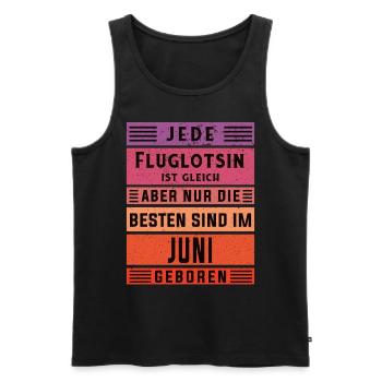 Flugzeug-Lotse Geburtstag Juni geboren Fluglotsin - Männer Premium Bio Tank Top - Schwarz - Vorne - AI Model Male 178 light (178cm)