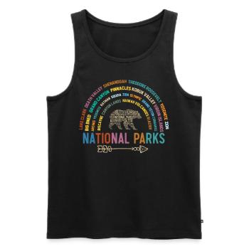 U.S. National Parks, National Park, Denali, Redwood - Men's Premium Organic Tank Top - black - Front - AI Model Male 178 light (178cm)