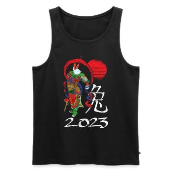 Chinese New Year - Year of the Rabbit 2023 - Men's Premium Organic Tank Top - black - Front - Michal (187cm)