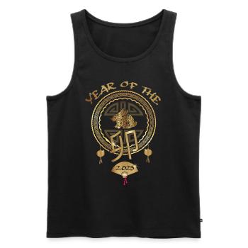 Chinese New Year - Year of the Rabbit 2023 - Men's Premium Organic Tank Top - black - Front - Michal (187cm)