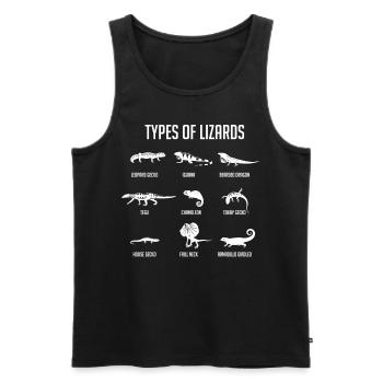 Types de lézards, lézards, reptiles - Débardeur bio Premium Homme - noir - Devant - Michal (187cm)