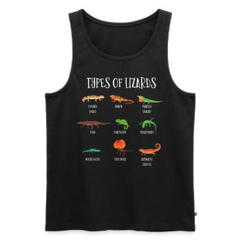 Types de lézards, lézards, reptiles - Débardeur bio Premium Homme - noir - Devant - Michal (187cm)