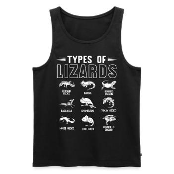 Types de lézards, lézards, reptiles - Débardeur bio Premium Homme - noir - Devant - Michal (187cm)