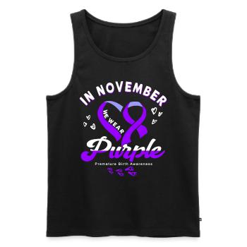 Premature Birth Conscious Purple Bow - Men's Premium Organic Tank Top - black - Front - AI Model Male 178 light (178cm)